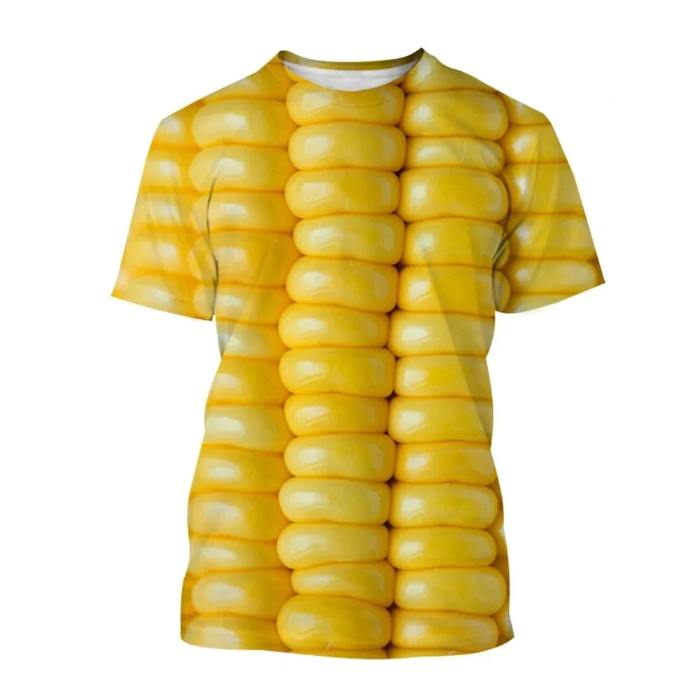 Golden Yellow Corn 3D Print T-shirt Fashion Streetwear Men Woman O-Neck Casual T Shirts Summer Oversized Harajuku Tees Kids Tops