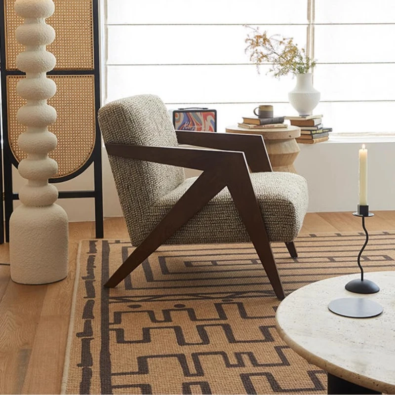 

Solid Wood Antique Style Single Durable Chair Simple Ash Casual Retro Living Room Chair Elegante Y Hermoso Household Furniture