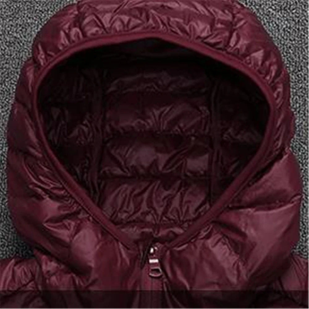 Winter Men Ultralight Thin Down Jacket White Duck Down Hooded Jackets Long Sleeve Warm Coat Parka Male Portable Outwear