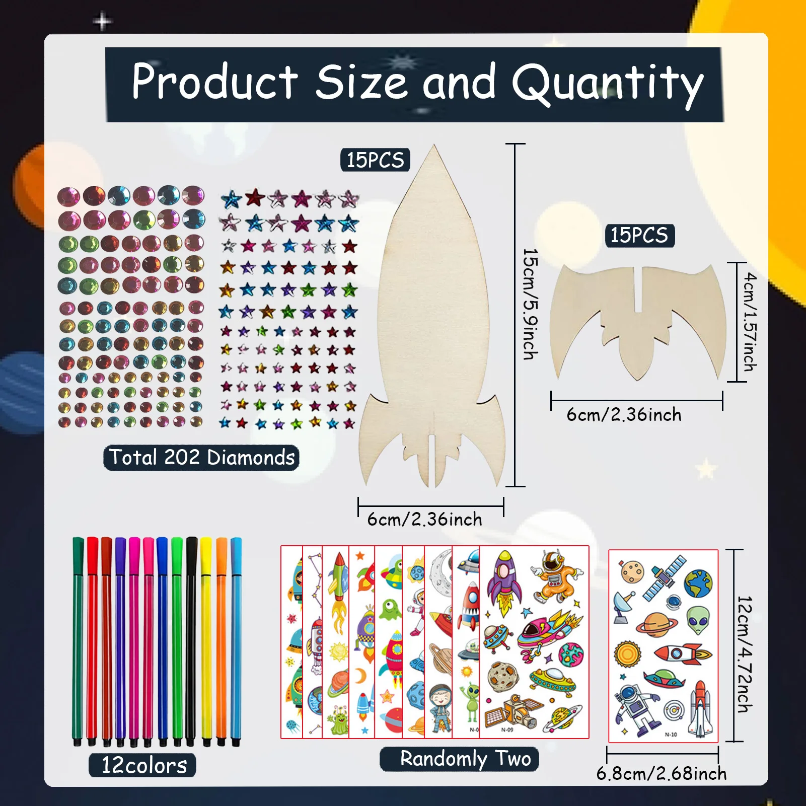 Foguete carpintaria artesanato, brinquedos, artesanato de aniversário, pinturas diy, presentes de aniversário infantil, 231 conjuntos