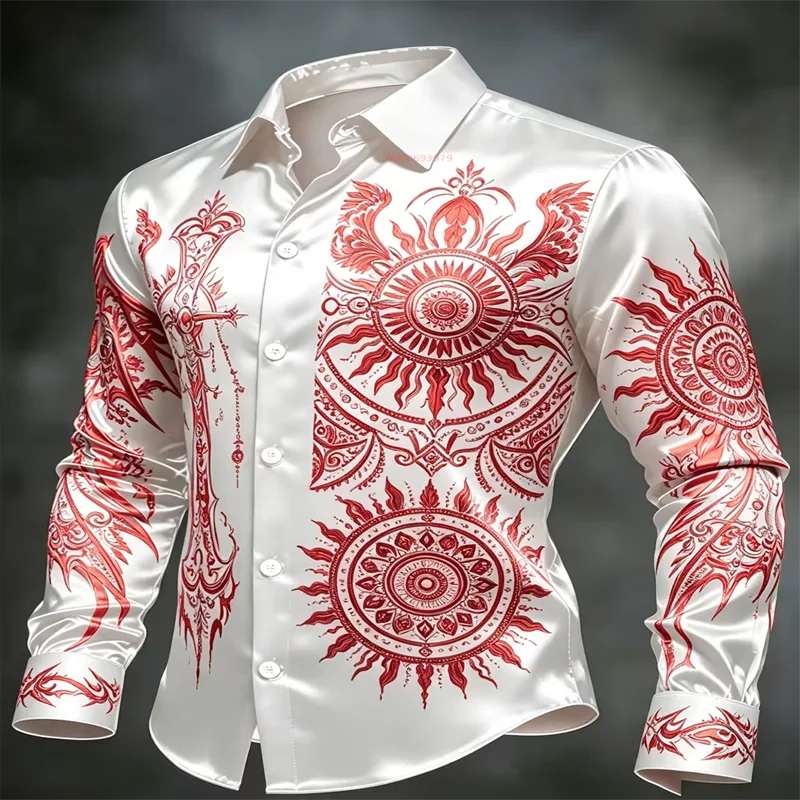 Men's Vintage Mandala Bohemian - Men Formal Party Wear Shirt 评论和价格
