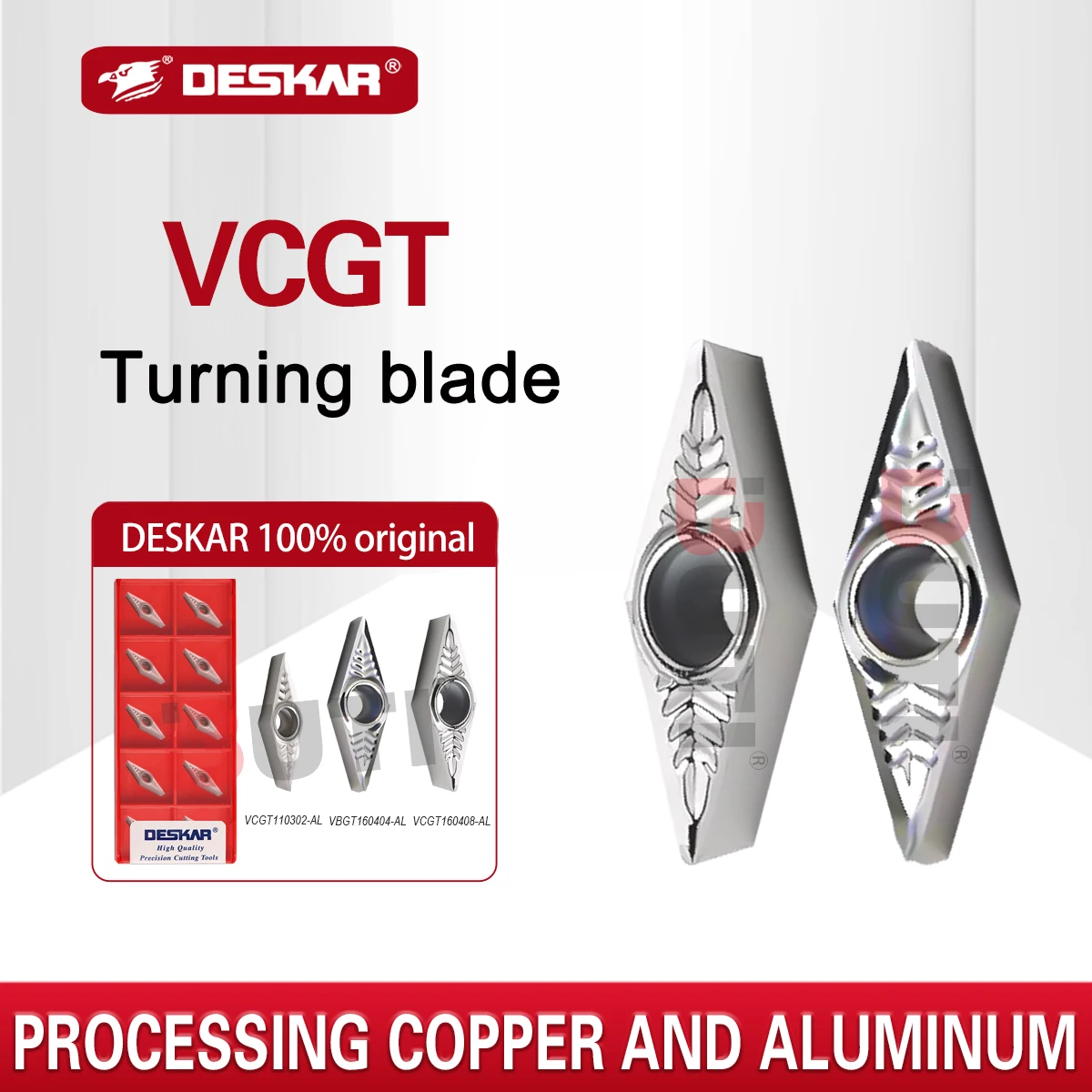 

VCGT110304 VCGT160404 VCGT160408 VCGT160402 AL K10 CNC Lathe Tool Carbide Blade Turning Tool For Processing Copper And Aluminum