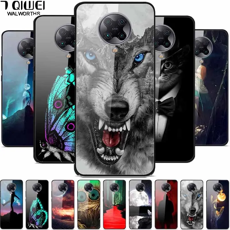 For Xiaomi Poco F2 Pro Case Poco M3 Pro Tempered Glass Hard Cover for Xiaomi Poco M3 Pro 5G Fundas Luxury Coque Space Capa