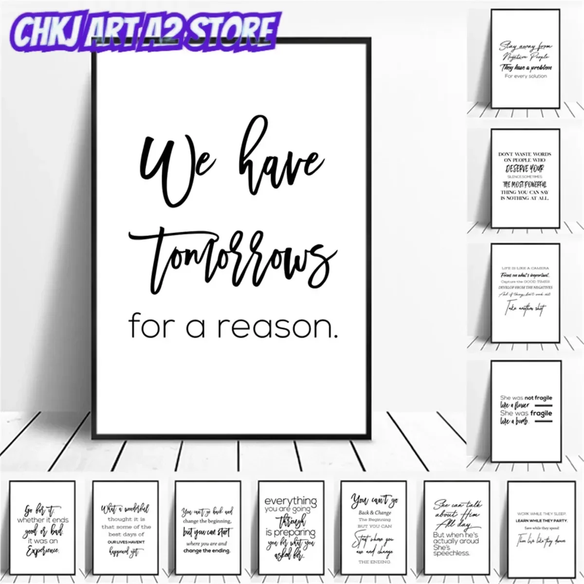 Minimalism English Sentences Inspirational Words Posters Prints Canvas Painting Wall Art Pictures Living Room Home Decoration