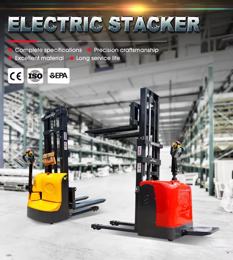 Electric Pallet Stacker 2T 3T 4m Walk Behind Lifting Height Electric Stacker Lift Electric Forklift Lift Pallet Stacker Custom
