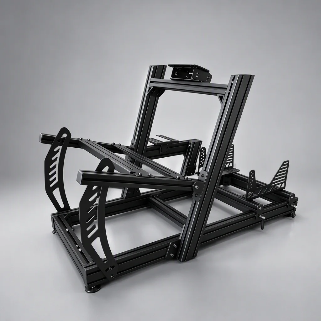 Complete 4080 Sim Racing Cockpit Full Set With Bucket Seat & Wheel Pedal Mounts Sturdy Racing Simulator Rig For Driving Games