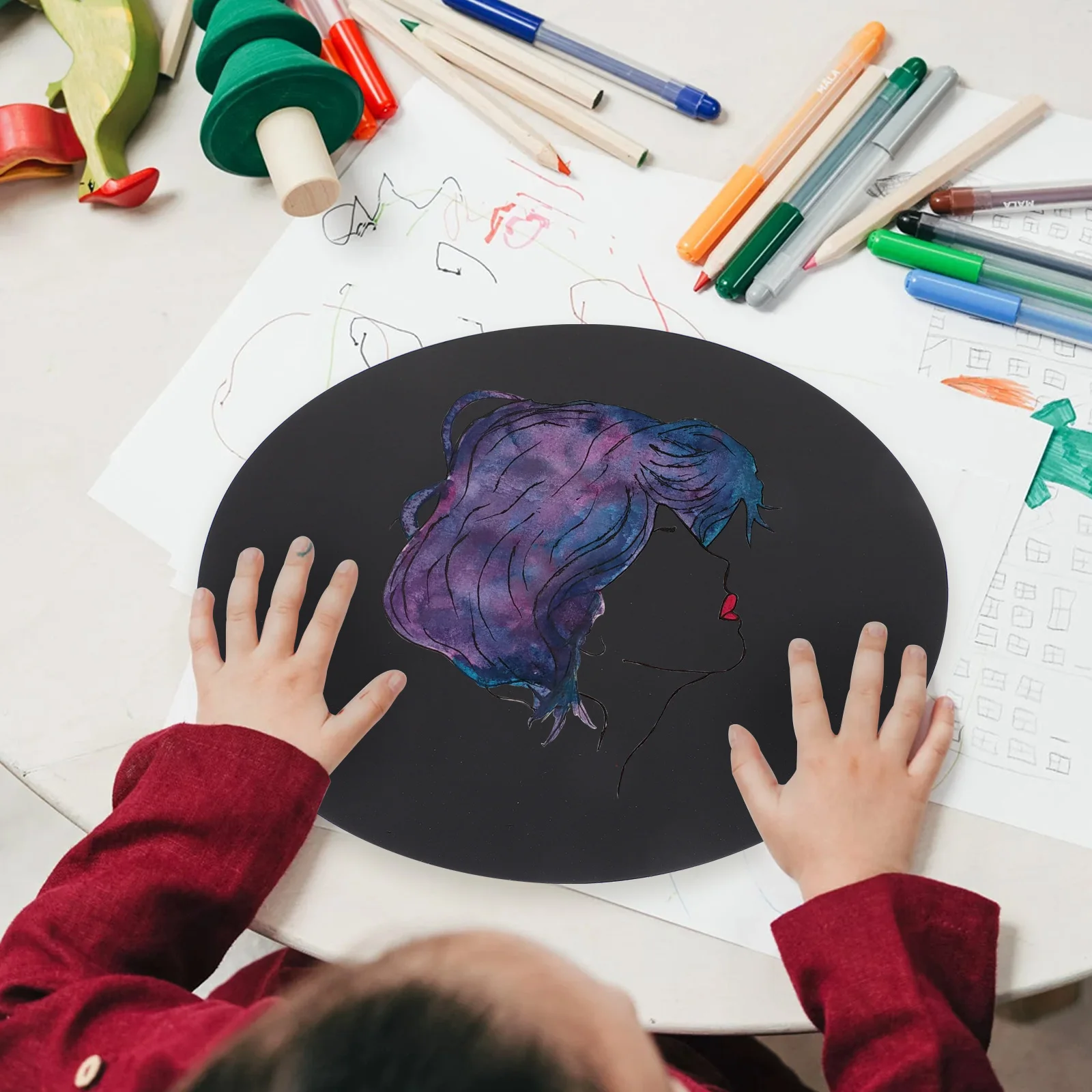 

50 Pcs Black Paper Thickened Design Durable Drawing Paperboard Round Painting DIY Handmade Craft Gift