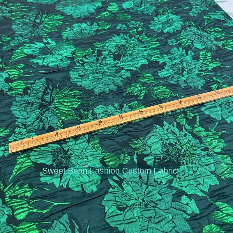 Brocade Jacquard Fabric Green Yarn Dyed Dress Clothing Wholesale Cloth for Diy Sewing Apparel By Meters Polyester Material