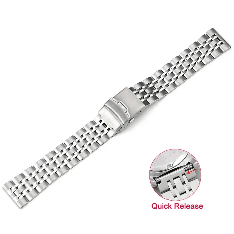 

7 Pointer Solid Stainless Steel Strap 18mm 20mm 22mm Quick Release Folding Buckle Universal Men Replace Bracelet Watch Band