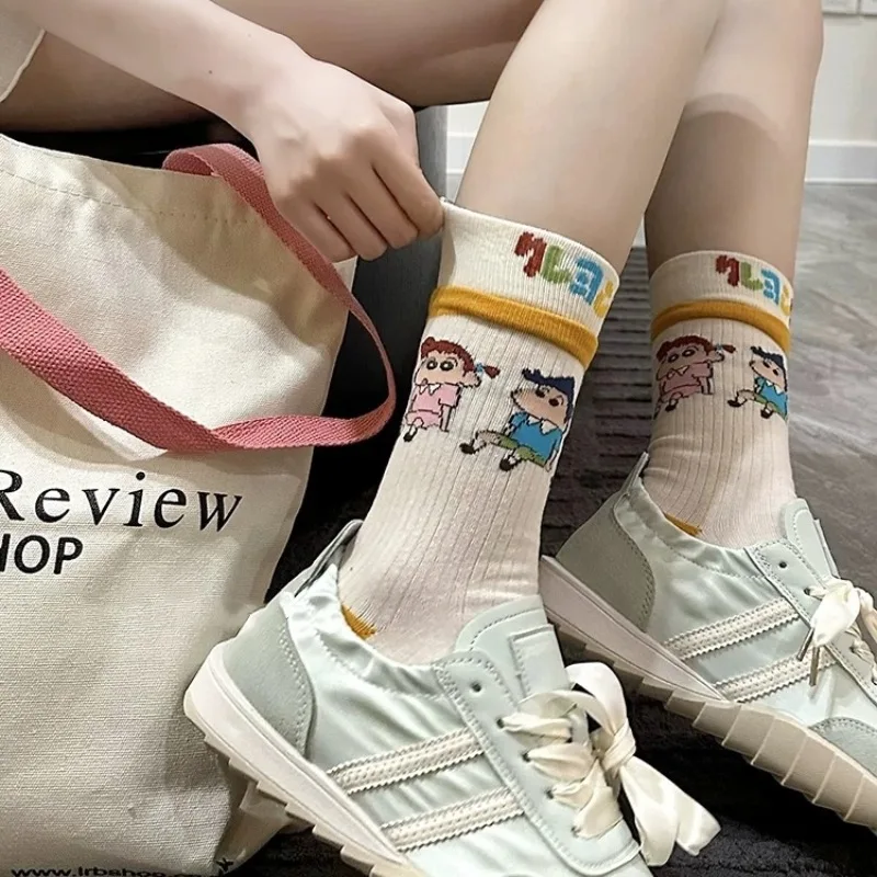 New Crayon Shin-chan  Anime Cartoon Socks High Color Value Creative All-match Sports Casual Mid-tube Socks Soft and Comfortable