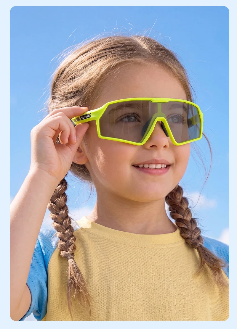 WEST BIKING Photochrome Fahrradbrille für Jungen und Mädchen, TR90 Sportsonnenbrille, UV400, mit flexiblem Rahmen und verstellbarem Nasenpolster – Detail 20