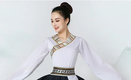 Mongolia Taniec tybetański Tradycyjna ludowa odzież etniczna Festiwal występów Tybetański strój Długie spódnice Sukienka do tańca narodowego