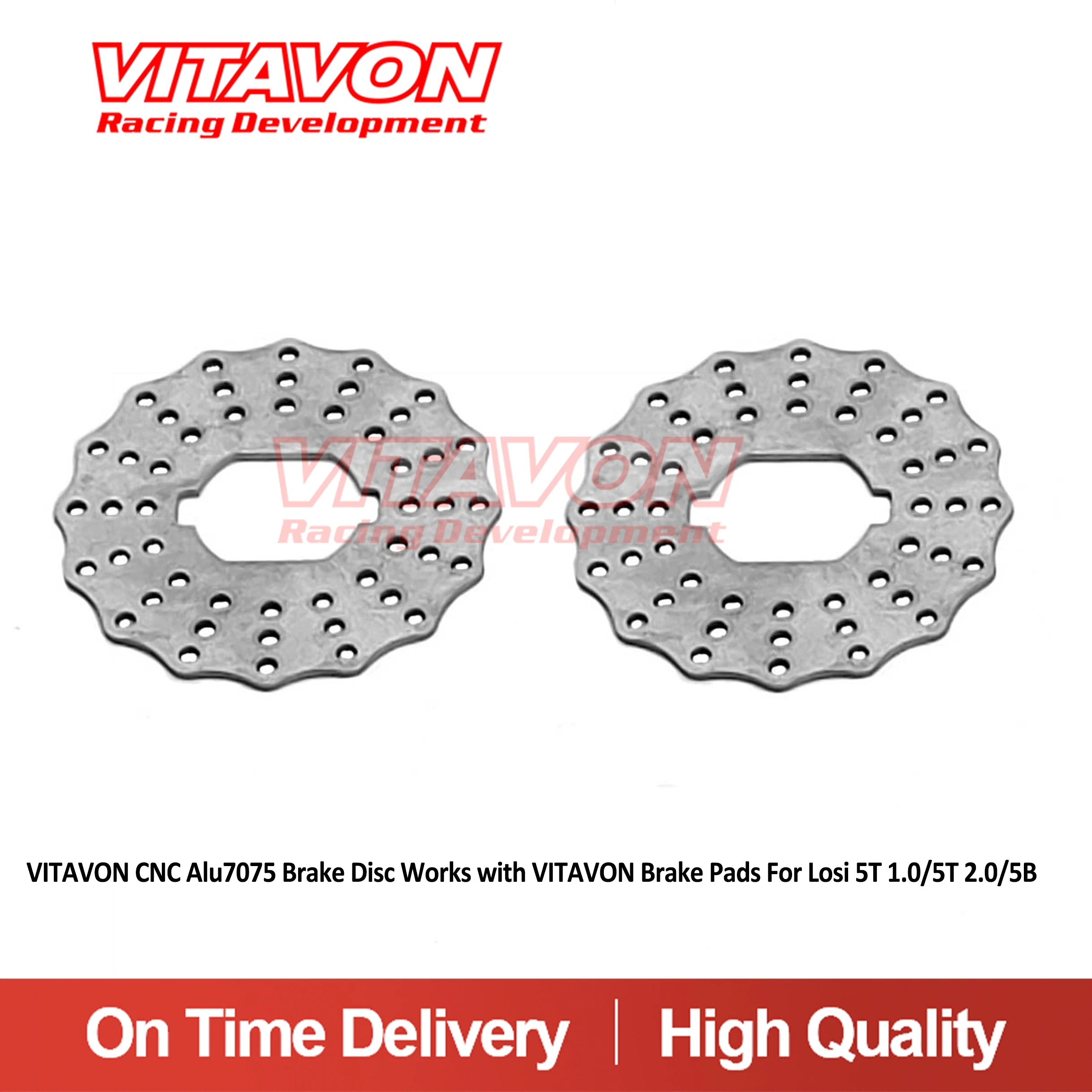 VITAVON CNC Alu7075 Brake Disc Works with VITAVON Brake Pads For Losi 5T 1.0/5T 2.0/5B  Spare 2