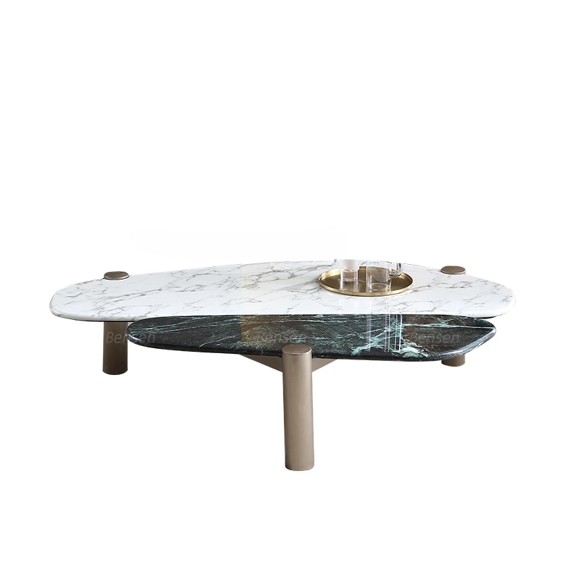 Marble Coffee Table Minimalist Special-Shaped Villa Large Flat Floor Designer Model Light Luxury High-End White Living Room Home