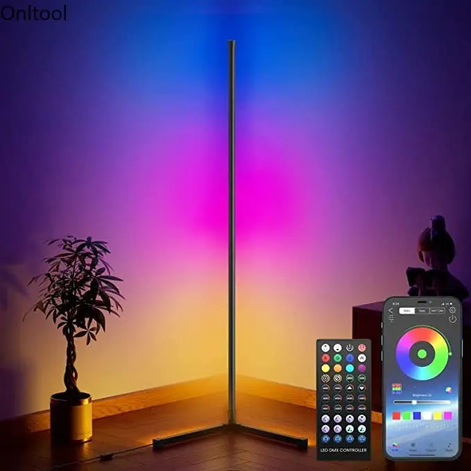 Floor Lamp RGB Illusion Living Room Bedroom Atmosphere Light Graffiti Light Bluetooth Corner Light Music Rhythm Pickup Light