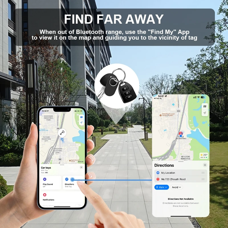 Airtag uzun mesafe anahtar bulucu için akıllı etiket GPS izci Pet cüzdan bisiklet anti-kayıp Alarm Mini bulucu iOS ile çalışır bul