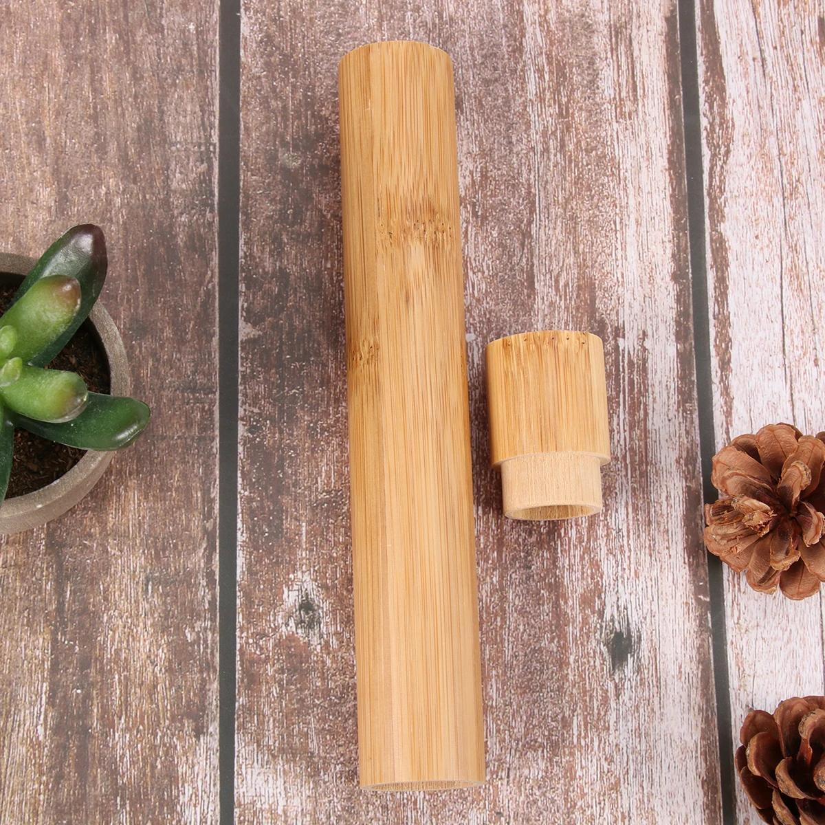 

Bamboo Toothbrush Case Portable Travel Storage Vintage Design Lightweight Durable Eco-Friendly Toothbrush Tube