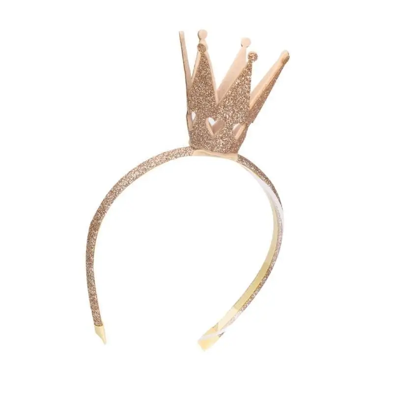 652F Elegante Gouden Poederkroon Haarband Hart Uitgeholde Kronen Hoofdband voor verjaardagsfeestjes Alle leeftijden Hairhoop