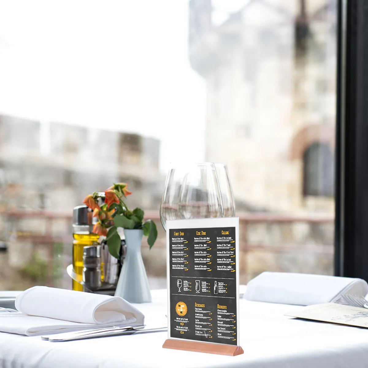 Acrylic Sign Holder Desktop Display Stand High Clarity Table Menu Holder for Price List Instruction Photo Presentation in Retail