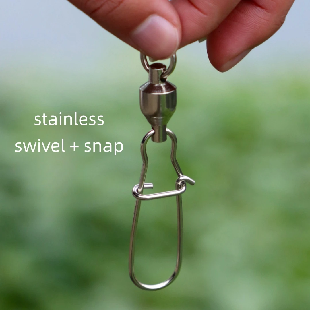 

10sets Stainless Steel Fishing Swivel High Strength Bearing Ring Fishing Snap 360 Degree Connector for Carp Fishing Accessories