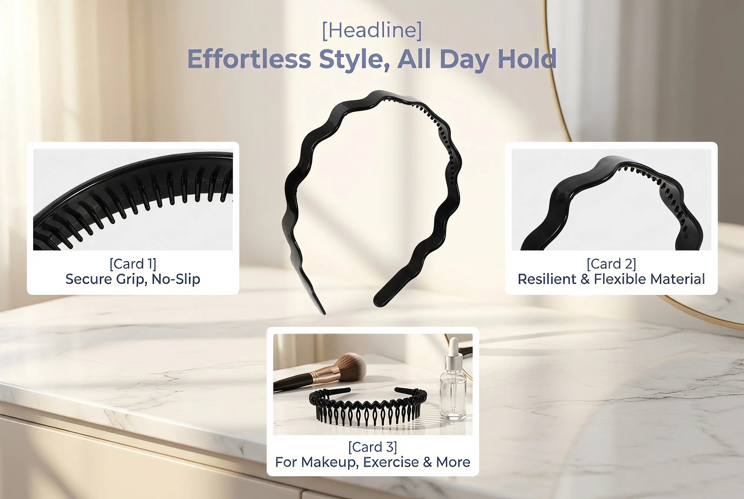 8Pcs Fashion Non-Slip Headbands for Women Made of Premium Materials Stable Grip Headband Set for Exercising Makeup Face Wash