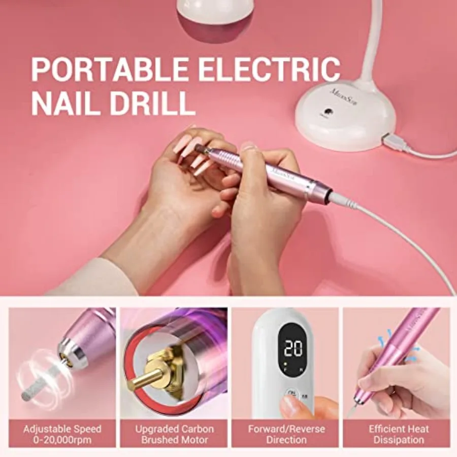X3 Nail Tools Kit, Professional LED UV Nail Lamp with Nail Drill for Gel Nails, Flash Cure Gel Nail Lamp for Acrylic Nail Exten view 5