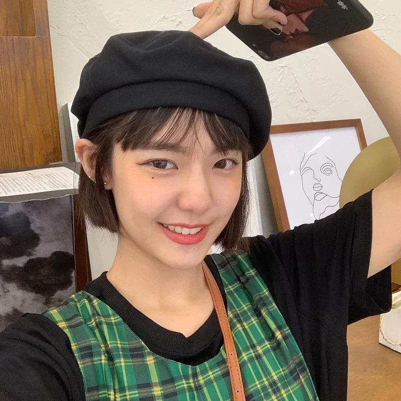 Retro Cotton Berets Solid Color Winter/Fall French Octagonal Forward Peaked Hats Painter Hat Street Artist Beret Women Girl Caps