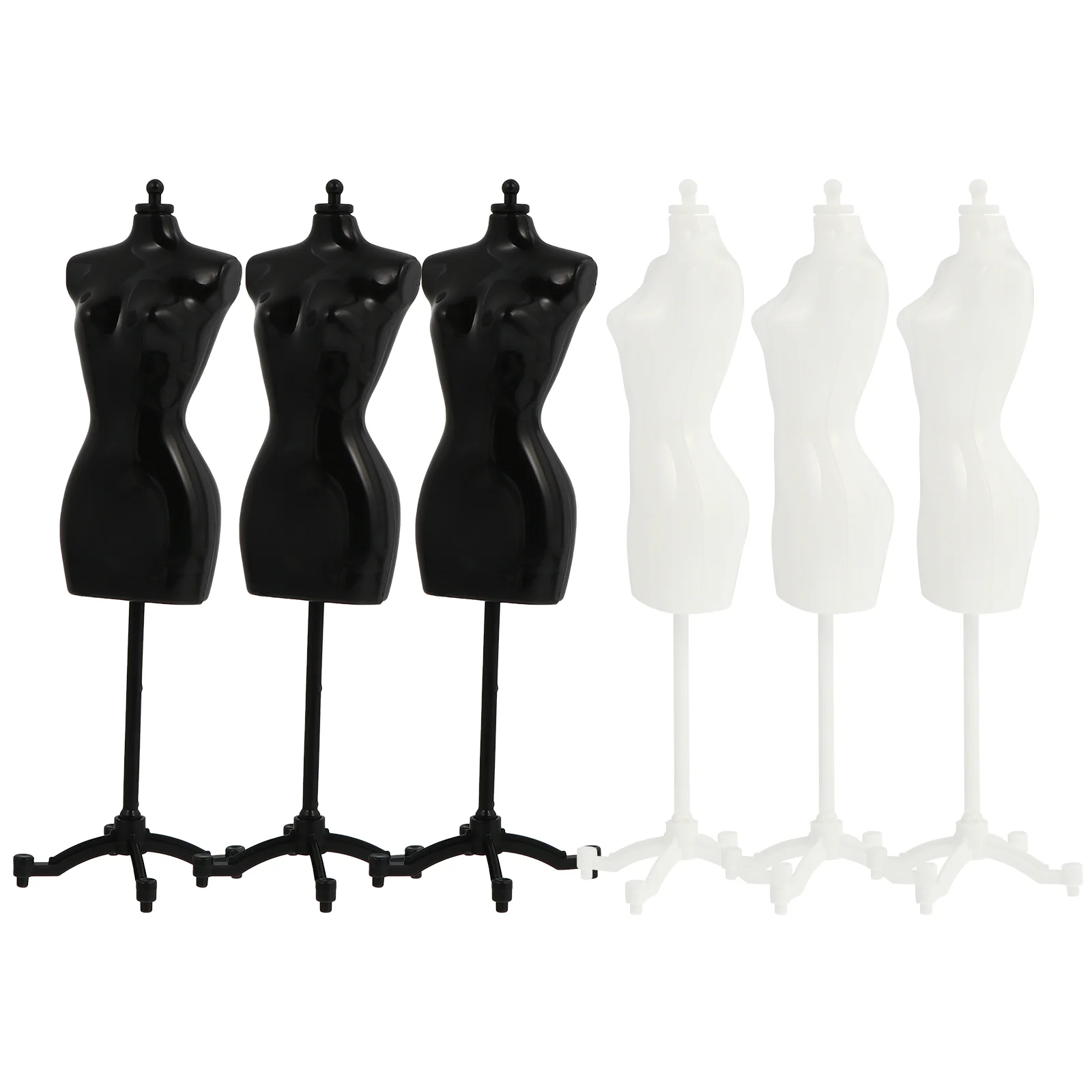 6 PCS Fashion Dolls Model Stand Skirt Support Small Half-length Mannequin Clothing House Accessory Black Dress Rack