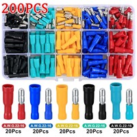 200 Pcs 22-16AWG Insulated Splice Female/Male Bullet Crimp Terminals Connectors, Electrical Bullet Crimp Wire Connectors