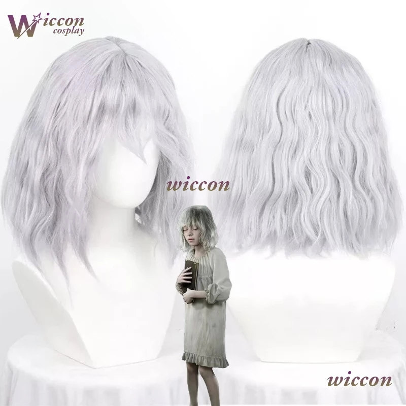 cosr@! Peluca de cosplay de Resident 9 Evil Emily, pelo rizado con degradado platino, peluca corta para mujer, accesorio para fiesta de Halloween diaria