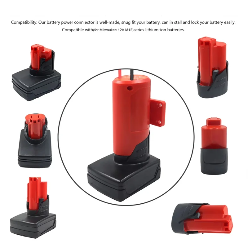 

A82I-External Power Supply DIY Connector Bracket Holder Converter Adapter For For M12 12V Lithium Battery 30A Fuse