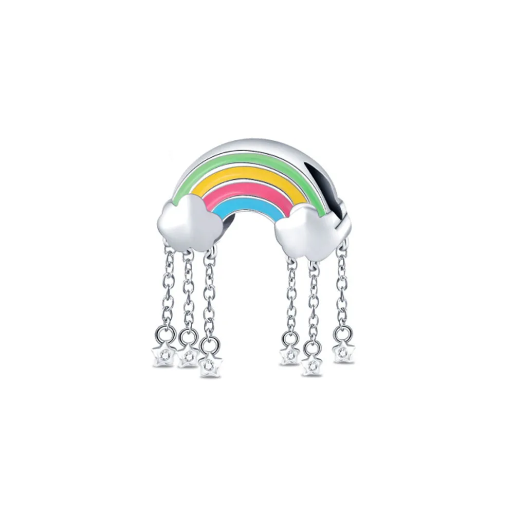 2026 Eternal Love Heart shaped Bead S925 Silver Life Tree Feather Rainbow String Decoration Fit European Girls' Birthday Gift
