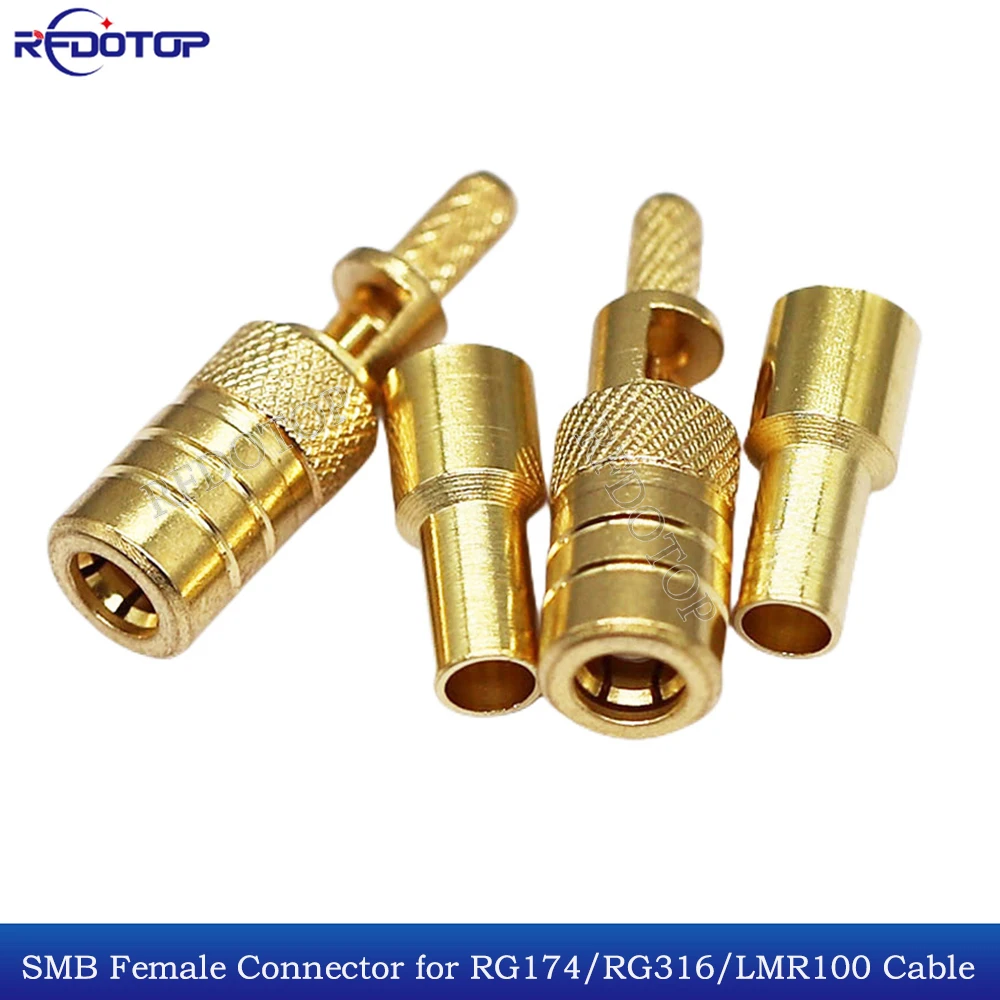 

10Pcs/Lot SMB Female Jack Straight SMB Type 50-1.5 Connector Crimp 50 Ohm for RG174/RG316/LMR100 Cable RF Connector Gold Plated