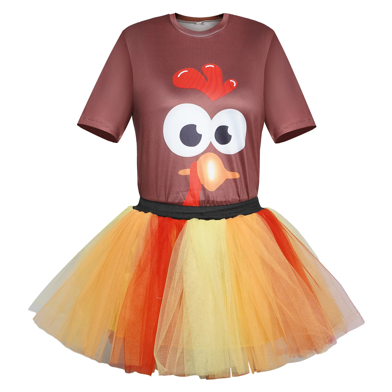 Cartoon Thanksgiving Party  suit Cosplay Turkey bubble Dress Costume Halloween Girl Carnival Party with socks