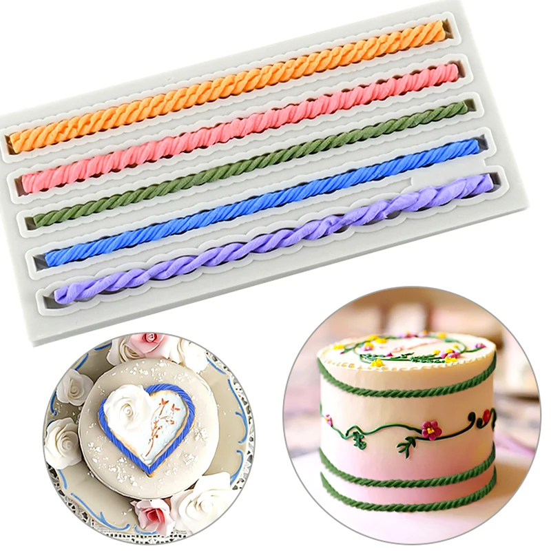 

Braided Rope Shape Silicone Cookies Molds DIY Baking Lace Fondant Cake Mould For Wedding Birthday Party Cake Decor Tools Crafts