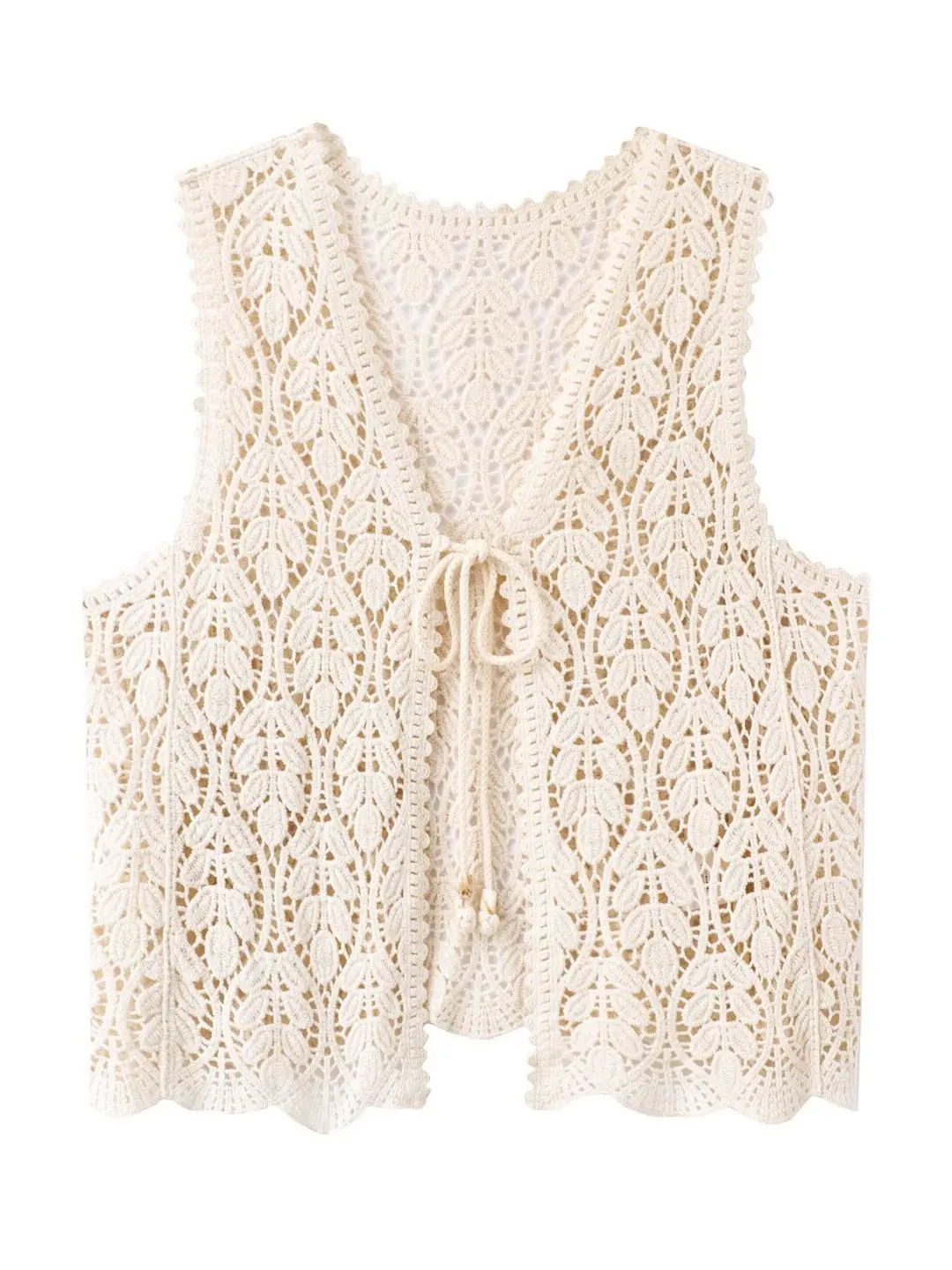 Fashionable Hollow out Hook Flower Vest Women's Summer New Style Youthful Open Cardigan Top Layered Shoulder Short Jacket