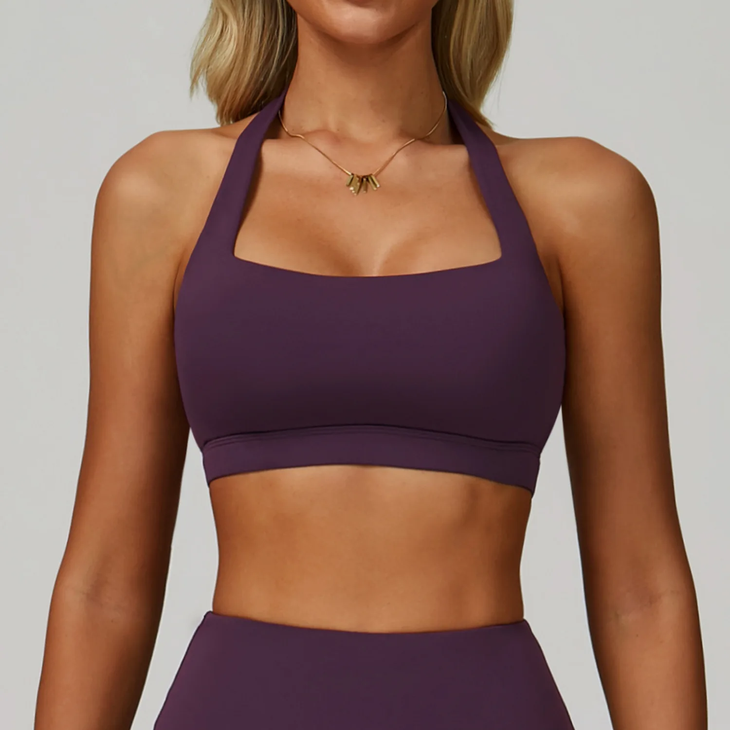 

Quick-Dry Halter Yoga Bras Solid Push Up Workout Running Vest Cloud Feeling Breathable Women Fitness Gym Active Sports Yoga Bra