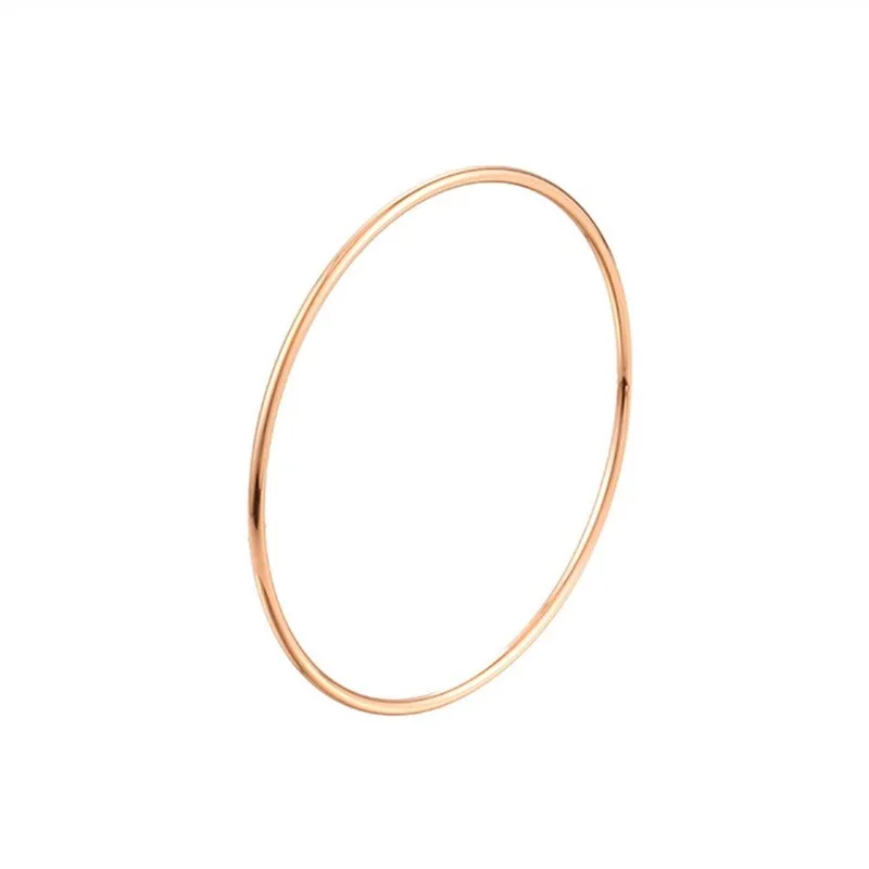 55mm/60mm/65mm Stainless Steel 2mm Thin Plain Polished Slip On Bangle Bracelet for Women Girl