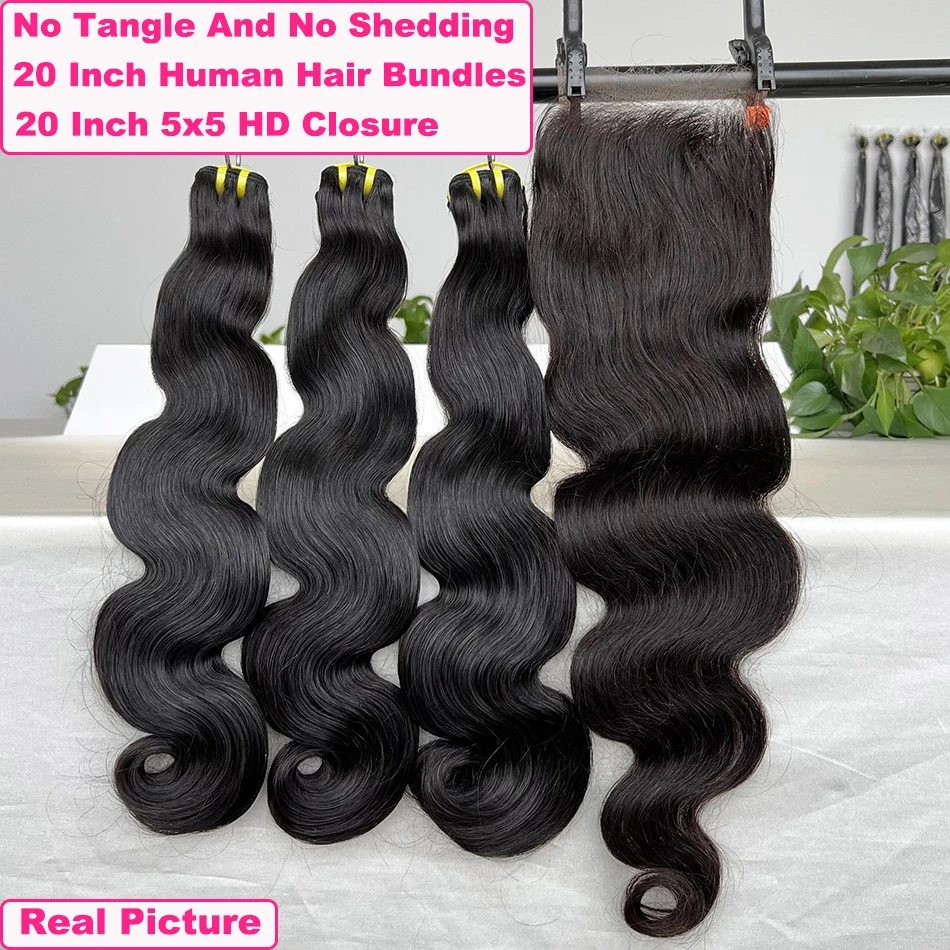 

Yiwigs 12A Grade Double Drawn Body Wave 100% Human Hair Bundles With 5x5 Real HD Lace Closure Hair Weave Extensions Thick
