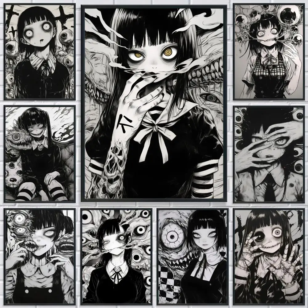 Japanese Horror Girl Poster HD Waterproof Self-Adhesive Wall Art - Versatile Decor for Any Space | Perfect Gift Idea