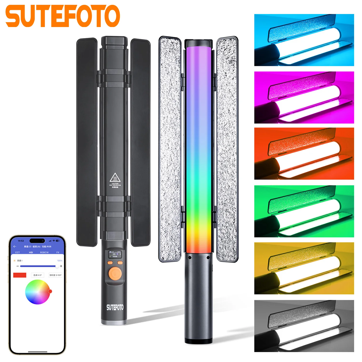 SuteFoto TW20 RGB Colorful Stick Light Handheld LED Light Wand CRI 95+ 2800K-10000K Photography Studio Lamp