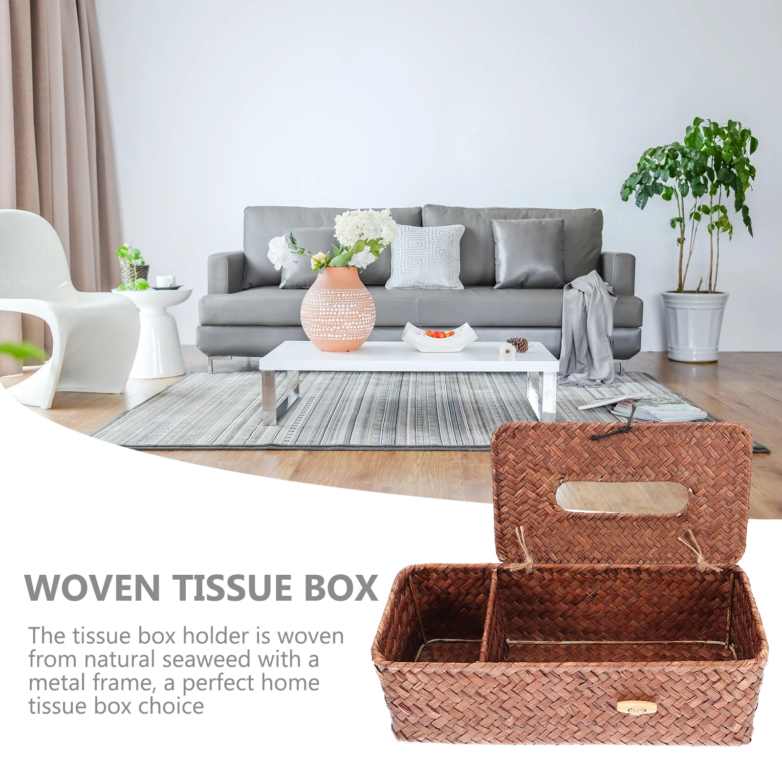 

Woven Tissue Box Cover Vintage Style Rectangular Tissue Holder Home Office Car Decorative Napkin Box Organizer