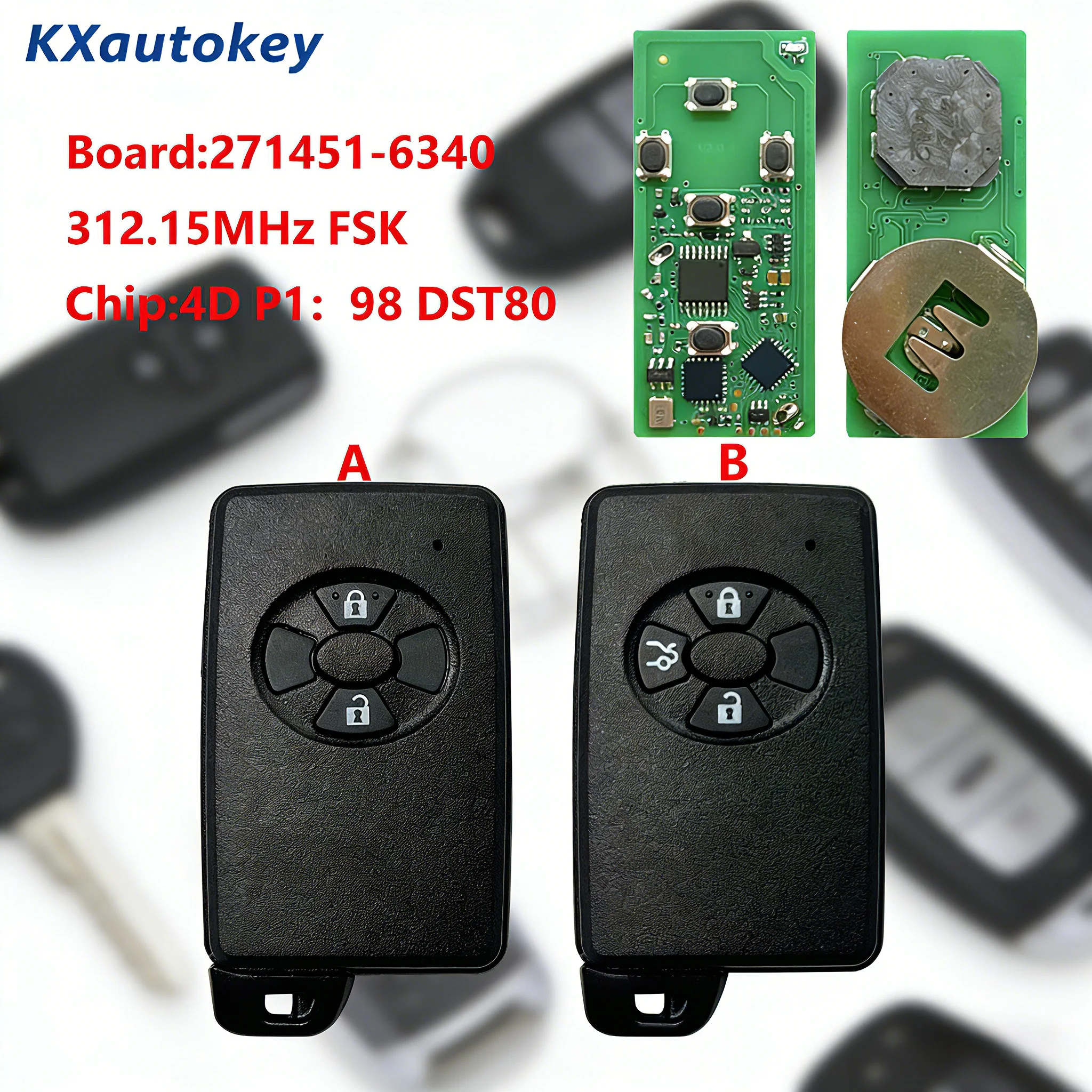 

KXK007073Aftermarket key For Toyota RAV4 Axio Premio Vitz IST 2/3Buttons Board-271451-6340 Complete Smart Remote Key For Toyota