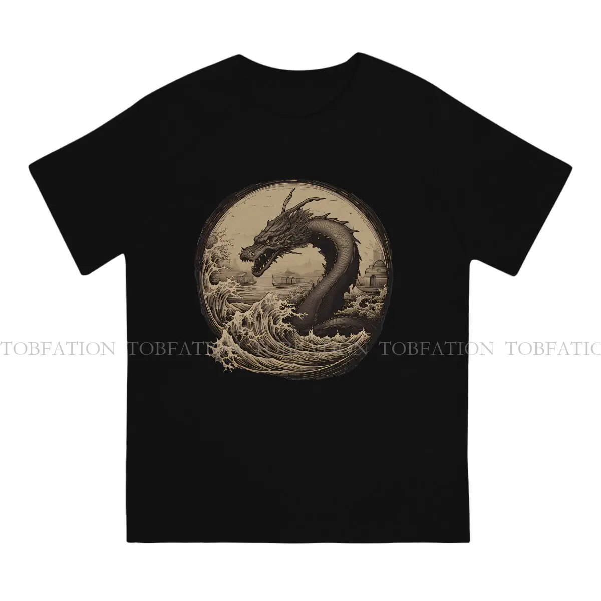 Dragon Design Original TShirts Japanese Sea Dragon Vintage Print Men's T Shirt Funny Clothing Size S-6XL