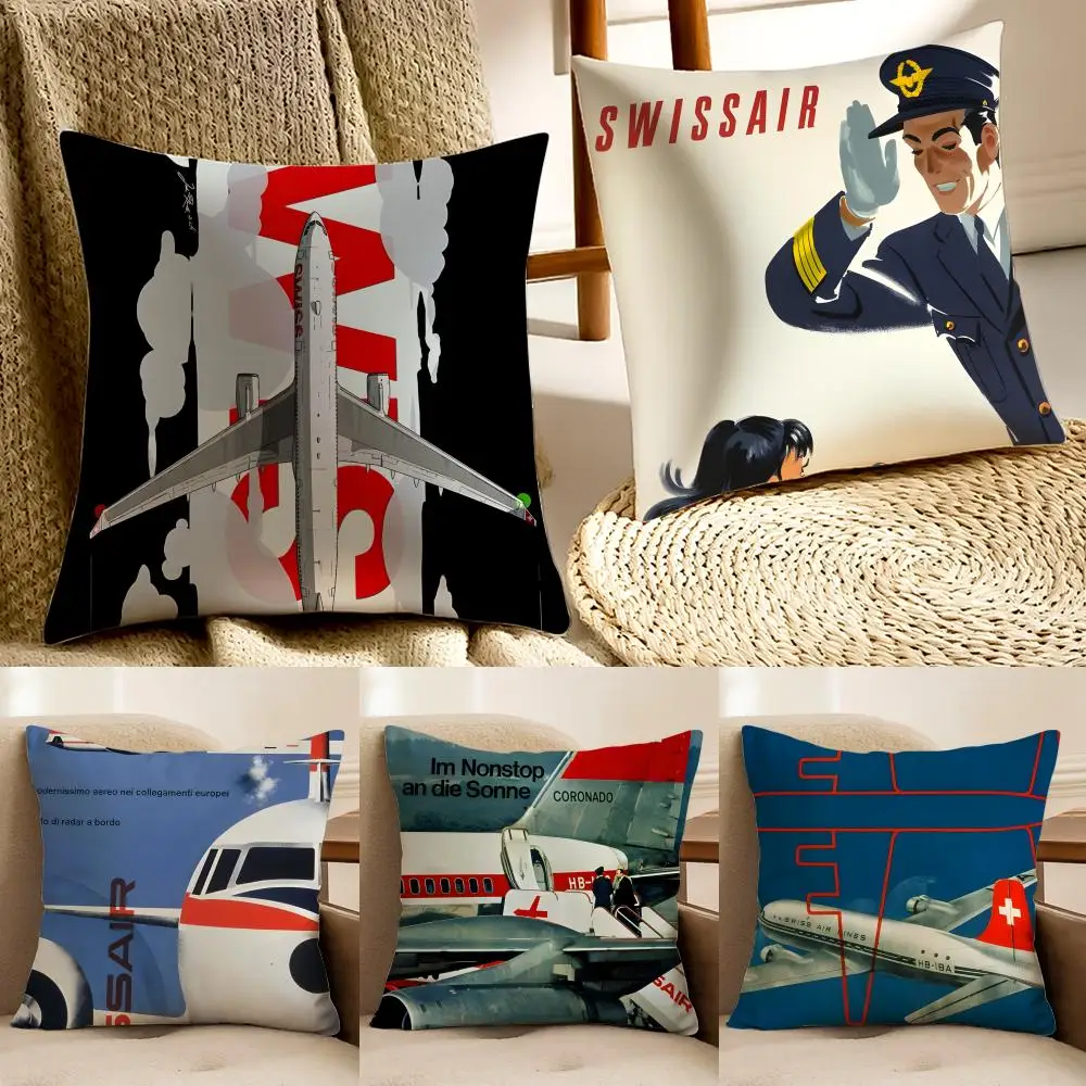 S-Swissair Pillow Aviation Brand Cushion Cushion Cover Pillowcase Anti-dustmite living Room Sofa Decor Cushion Room
