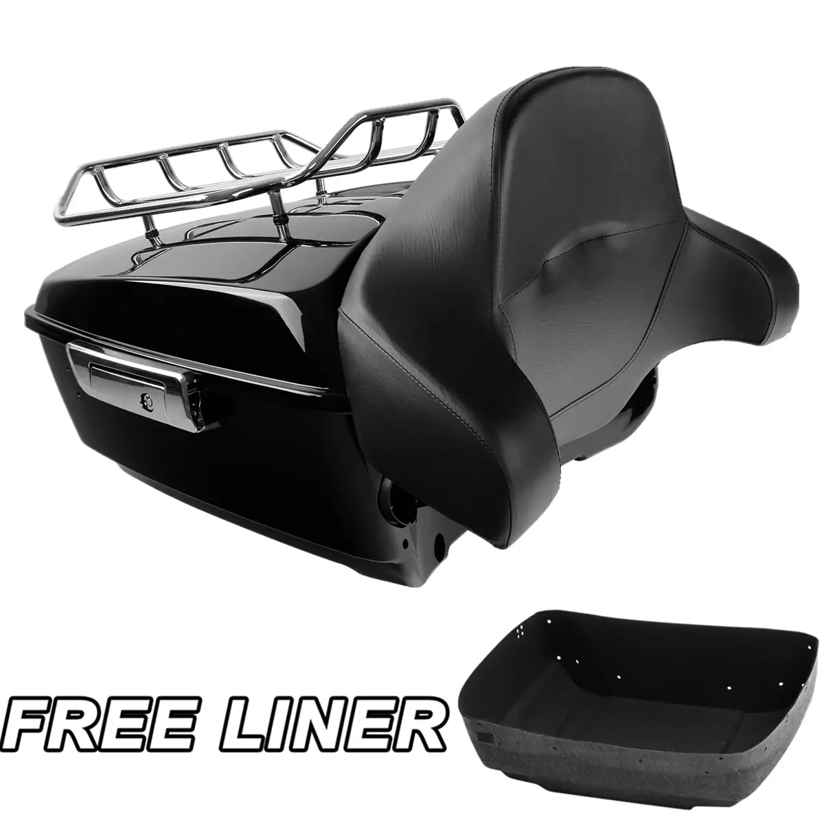 

King Trunk W/ Rack Backrest Fit For Harley Touring Road King Street Glide 2014-2024 Motorcycle