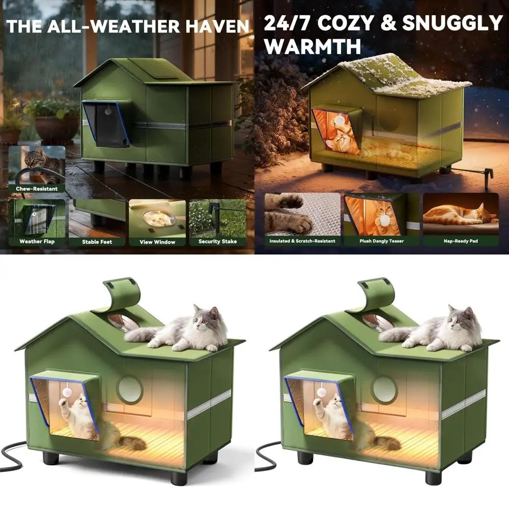 

Всепогодный складной притулок для кошек: большой уличный домик с окошком на крыше, уютная подушка, простая сборка для бродячих кошек