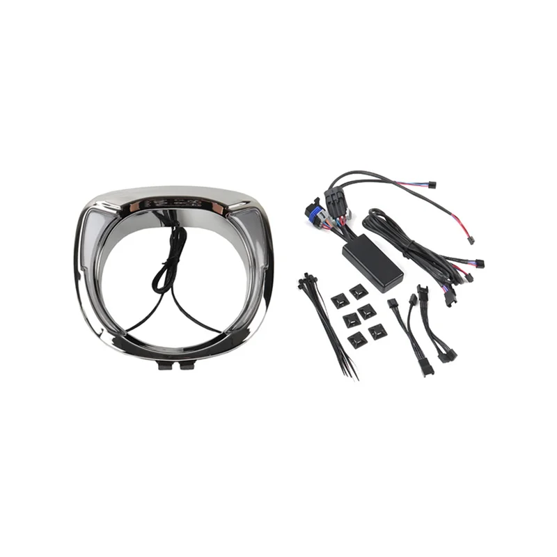 Lámpara AR-ámbar para motocicleta, bisel de faro LED para jefe indio, caballo oscuro/elite/Chieftain Classic/plateado limitado