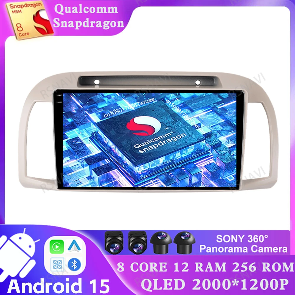 

Android 15 For Nissan March Micra K12 2002-2010 Multimedia Qualcomm GPS 4G LTE Viedo Player Navigation Car Radio 5G WIFI