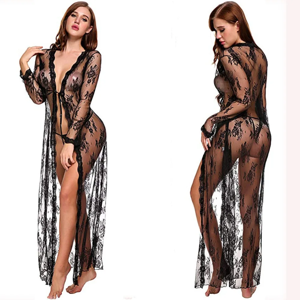 Sexy Nightgown Women Secret Lingerie Transparent Ball Gowns Babydoll Evening Erotic Coats Temptation Long Underwear Nightdress